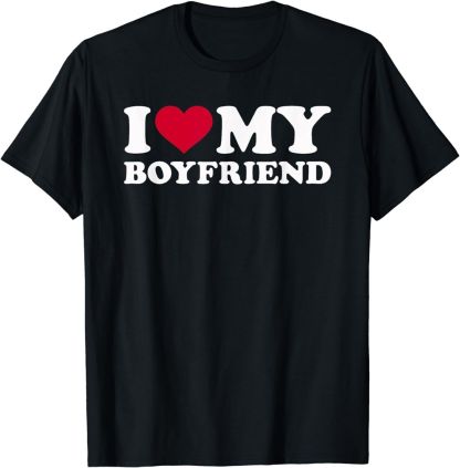 T-shirt Adulte Noir 'I Love My Boyfriend' Costume