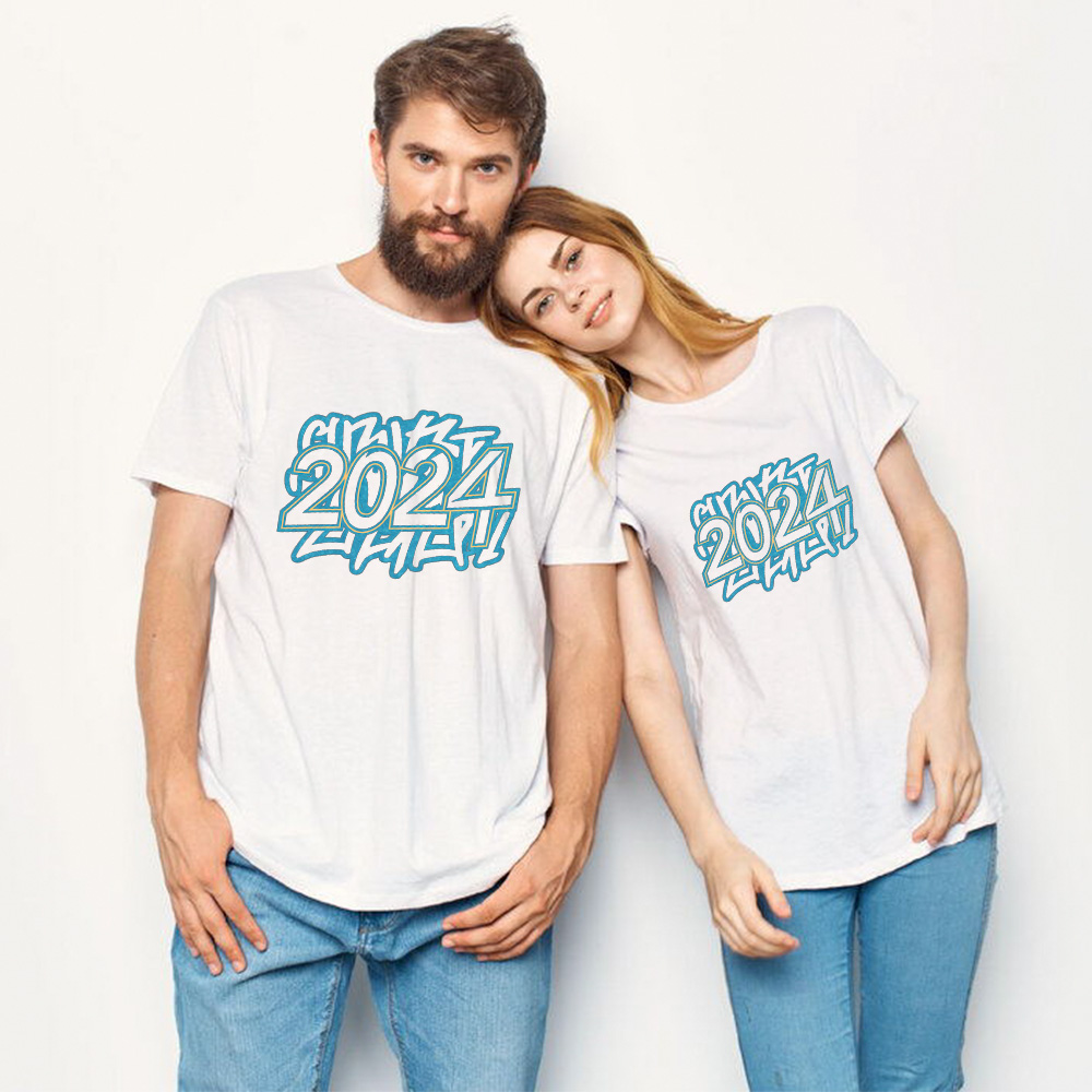 Couple T-shirt '2024‘ Noir et Blanc du Memorial Day Ver.5