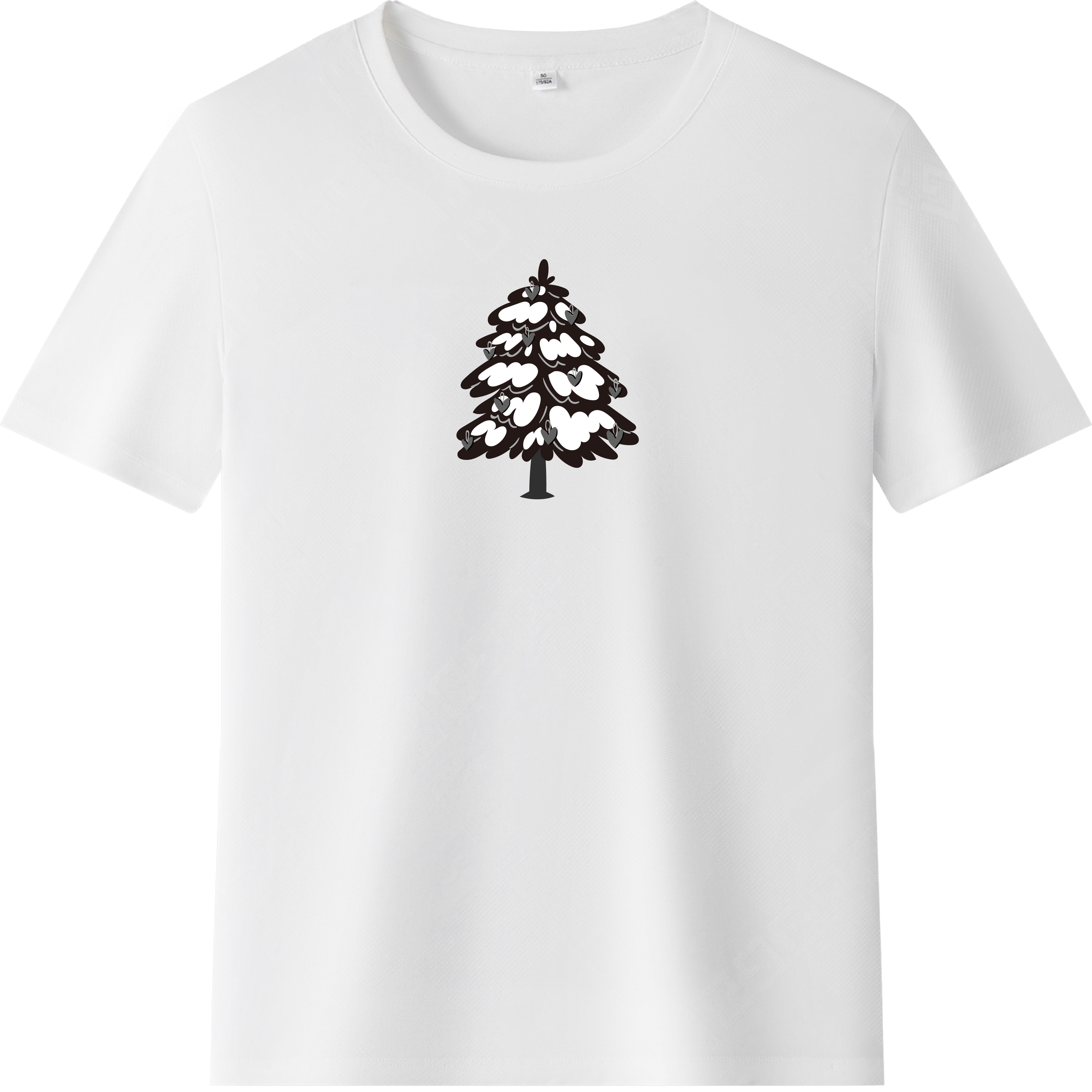 Adulte T-Shirt Blanc Arbre de Noël Monochrome Pour Noël Ver.2