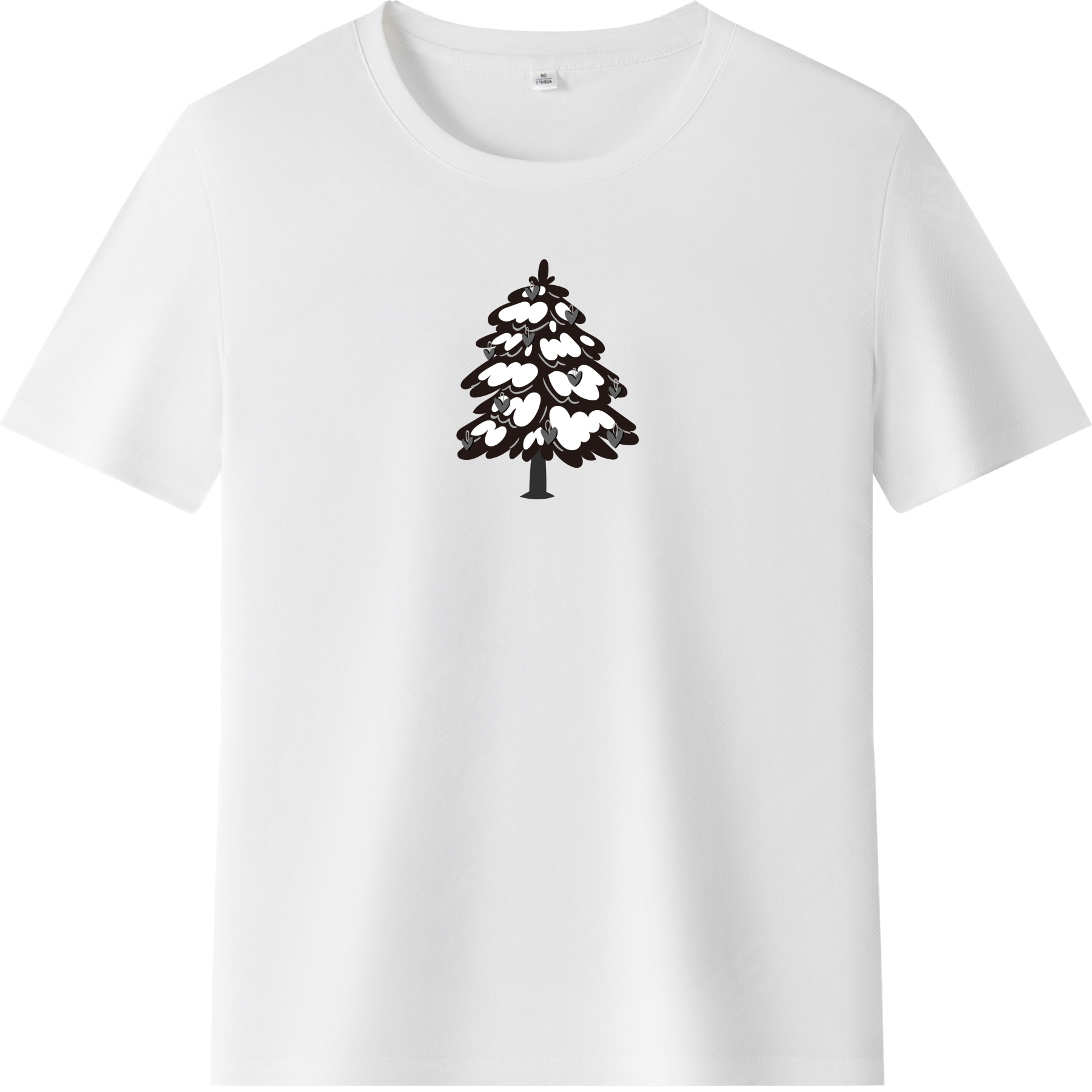 Adulte T-Shirt Blanc Arbre de Noël Monochrome Pour Noël Ver.2