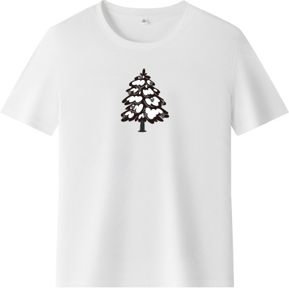 Adulte T-Shirt Blanc Arbre de Noël Monochrome Pour Noël Ver.2