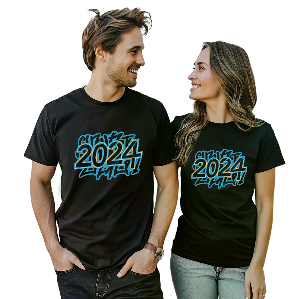 Couple T-shirt '2024‘ Noir et Blanc du Memorial Day Ver.5