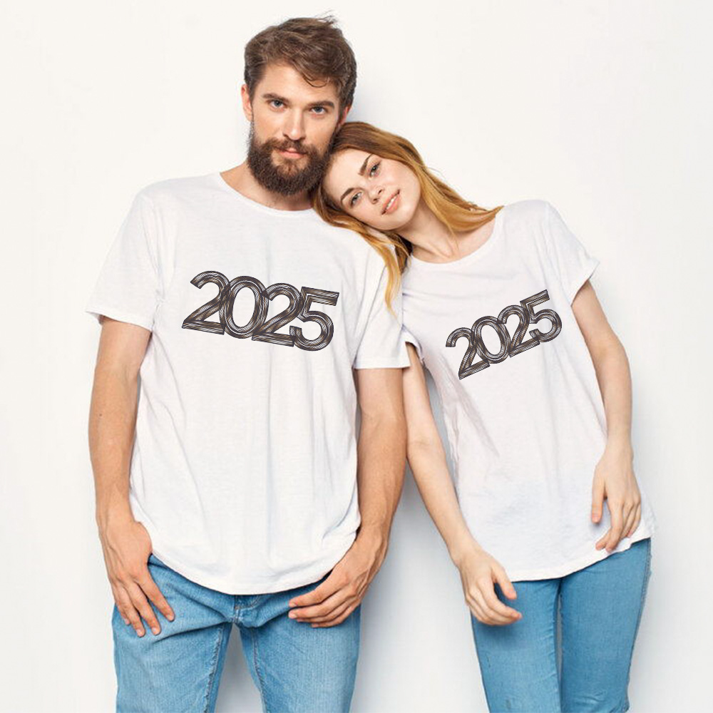 Couple T-shirt '2025‘ Noir et Blanc du Memorial Day Ver.4