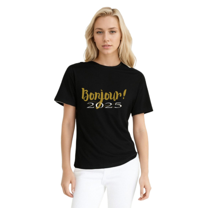 T-shirt 'Bonjour 2025‘ Noir et Blanc du Nouvelle Année Ver.6