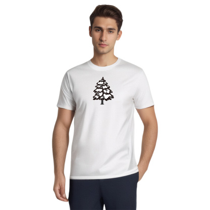 Adulte T-Shirt Blanc Arbre de Noël Monochrome Pour Noël Ver.2