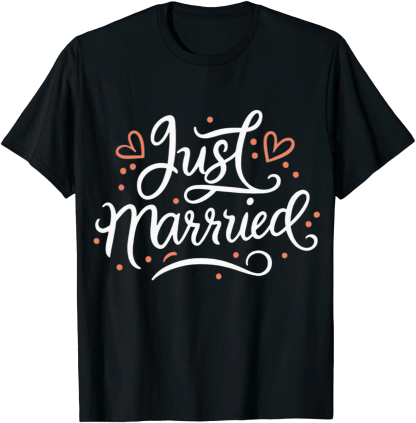 T-shirt Adulte Texte 'Just Married' Costume