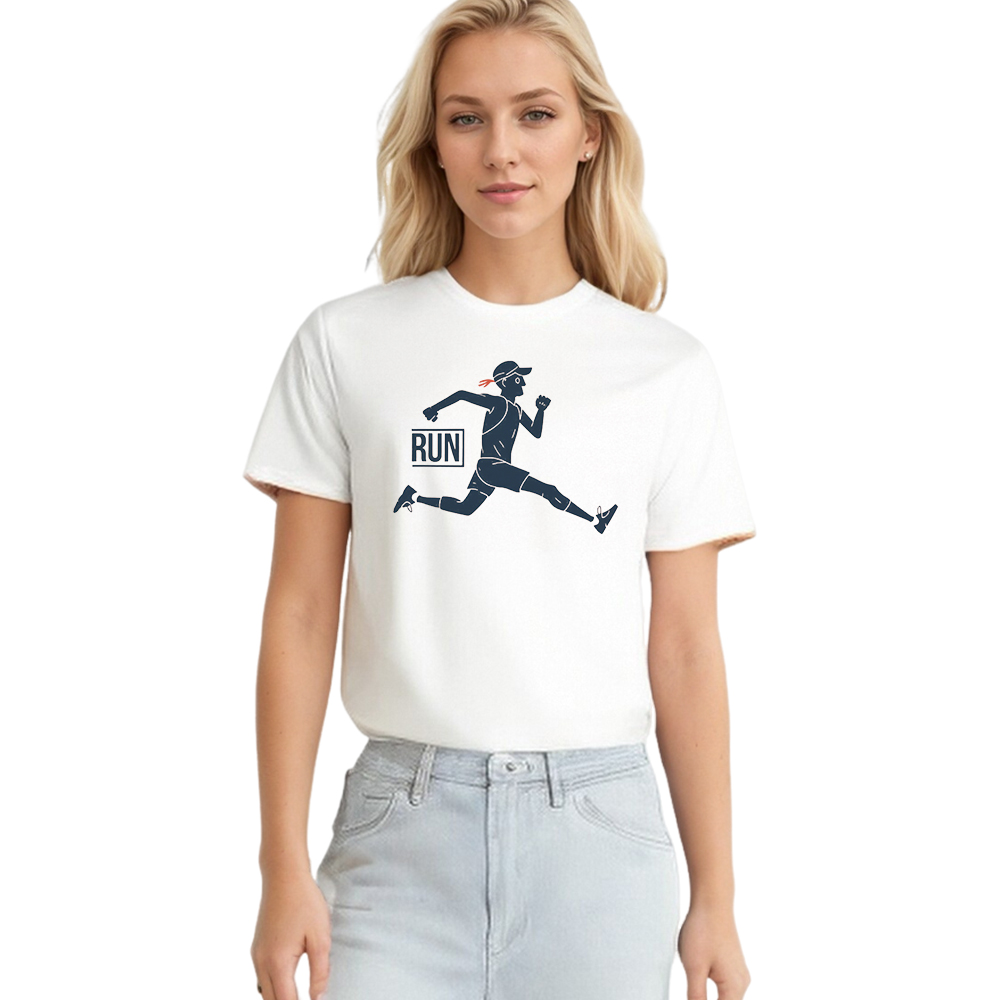 T-shirt Imprimé Blanc Courir Costume Sur la Sport