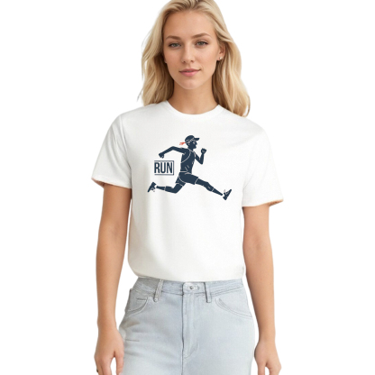 T-shirt Imprimé Blanc Courir Costume Sur la Sport
