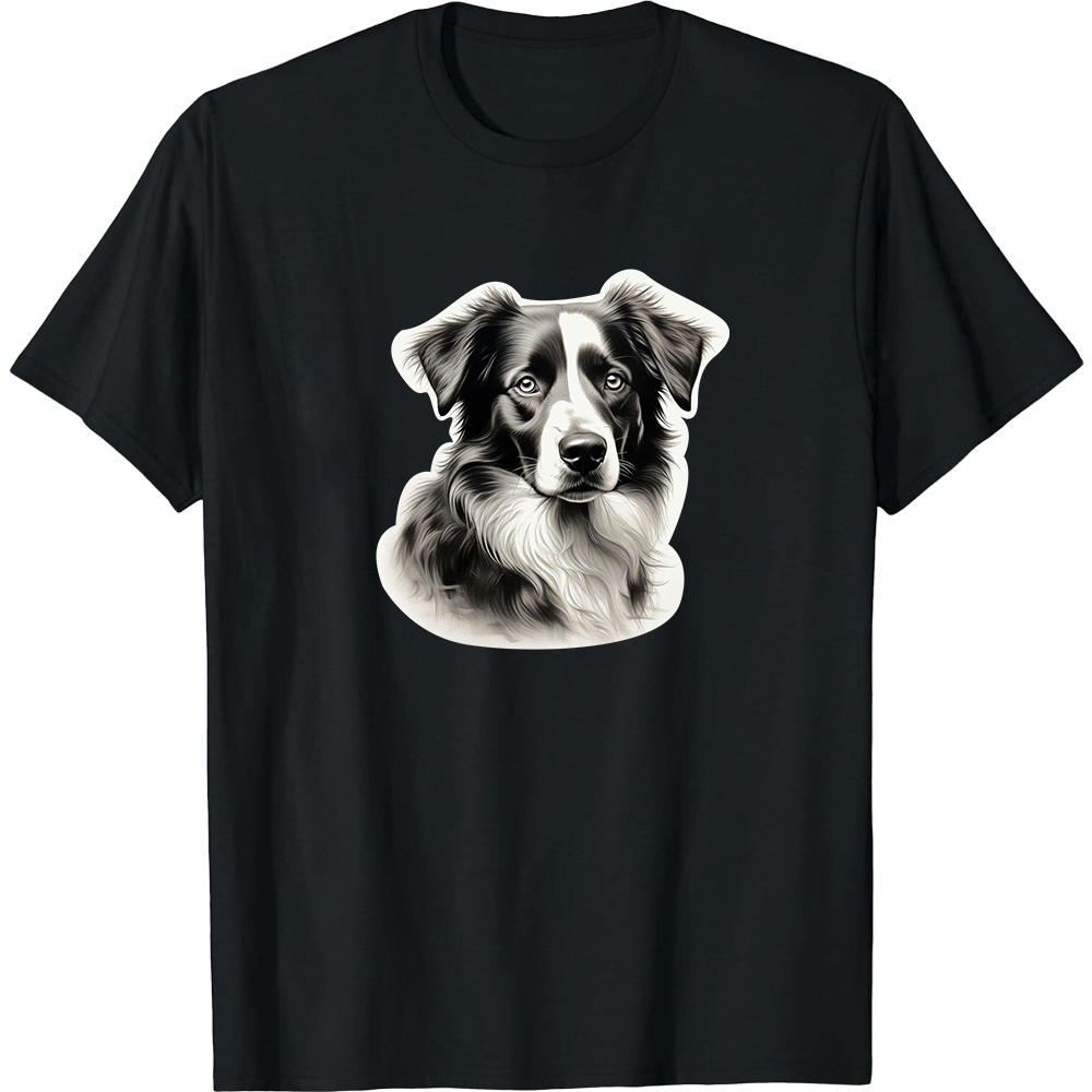 T-shirt Blanc et Noir Border Collie