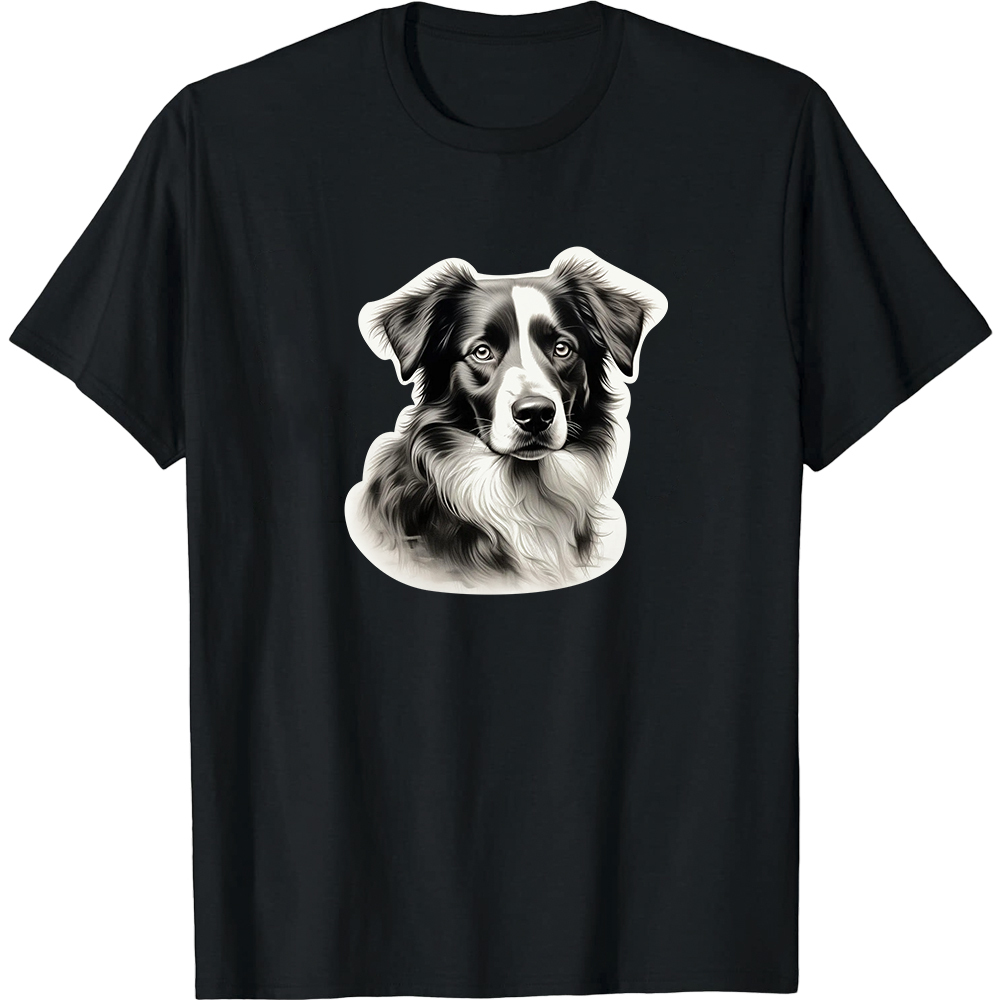 T-shirt Blanc et Noir Border Collie