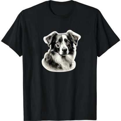 T-shirt Blanc et Noir Border Collie