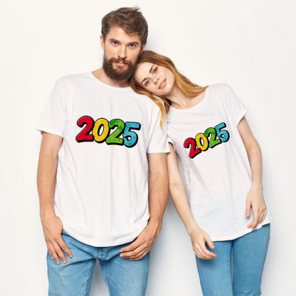 Couple T-shirt '2025‘ Noir et Blanc du Memorial Day Ver.4