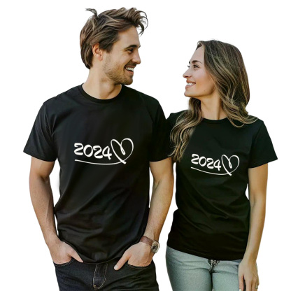 Couple T-shirt '2024‘ Noir et Blanc du Memorial Day Ver.6