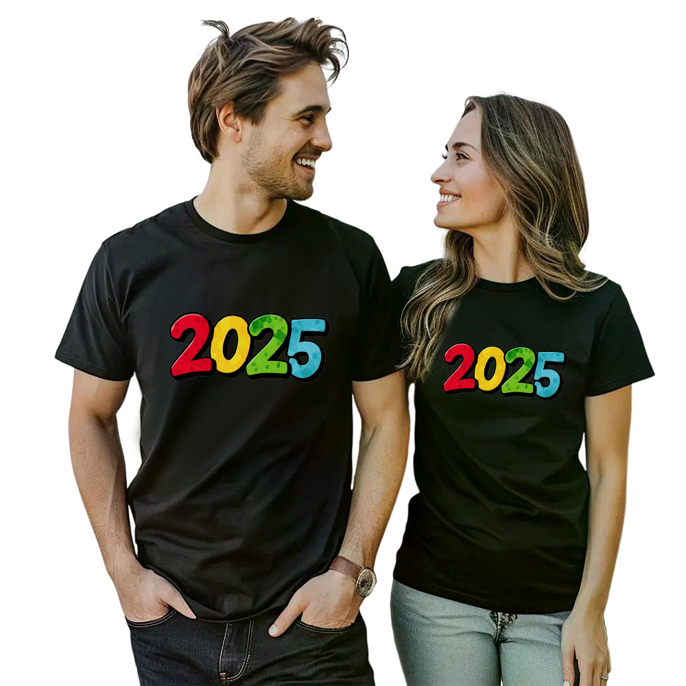 Couple T-shirt '2025‘ Noir et Blanc du Memorial Day Ver.4