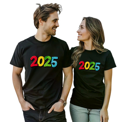 Couple T-shirt '2025‘ Noir et Blanc du Memorial Day Ver.4
