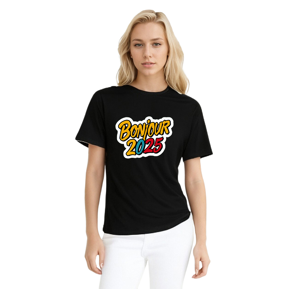 T-shirt 'Bonjour 2025‘ Noir et Blanc du Nouvelle Année Ver.7