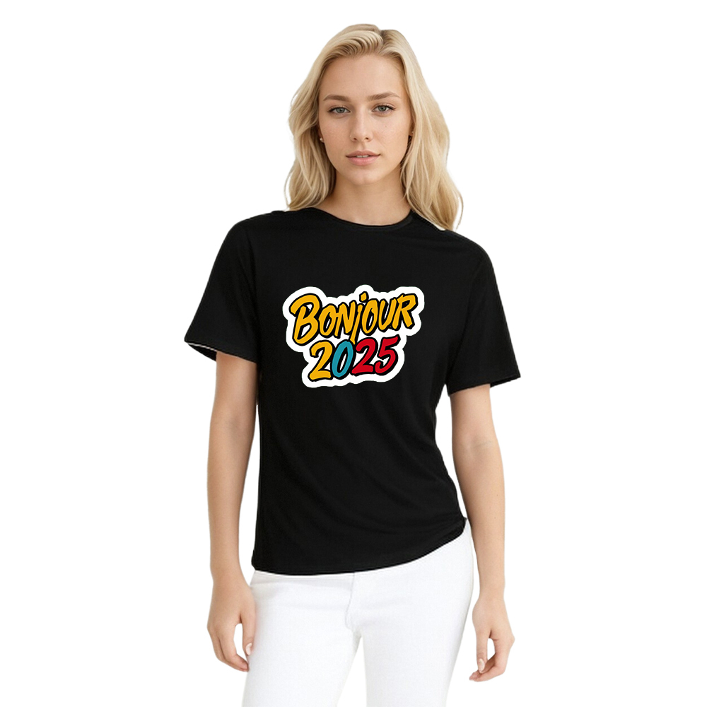T-shirt 'Bonjour 2025‘ Noir et Blanc du Nouvelle Année Ver.7
