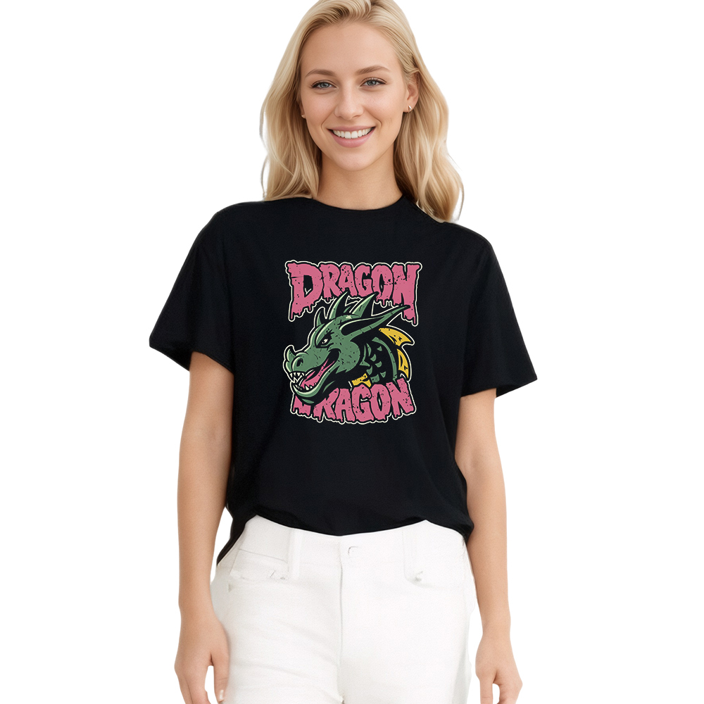 T-shirt Imprimé Noir Animal Dragon Costume Ver.2