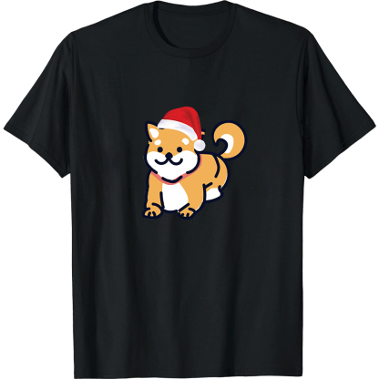 T-shirt Corgi avec un Bonnet de Noël pour Noël 