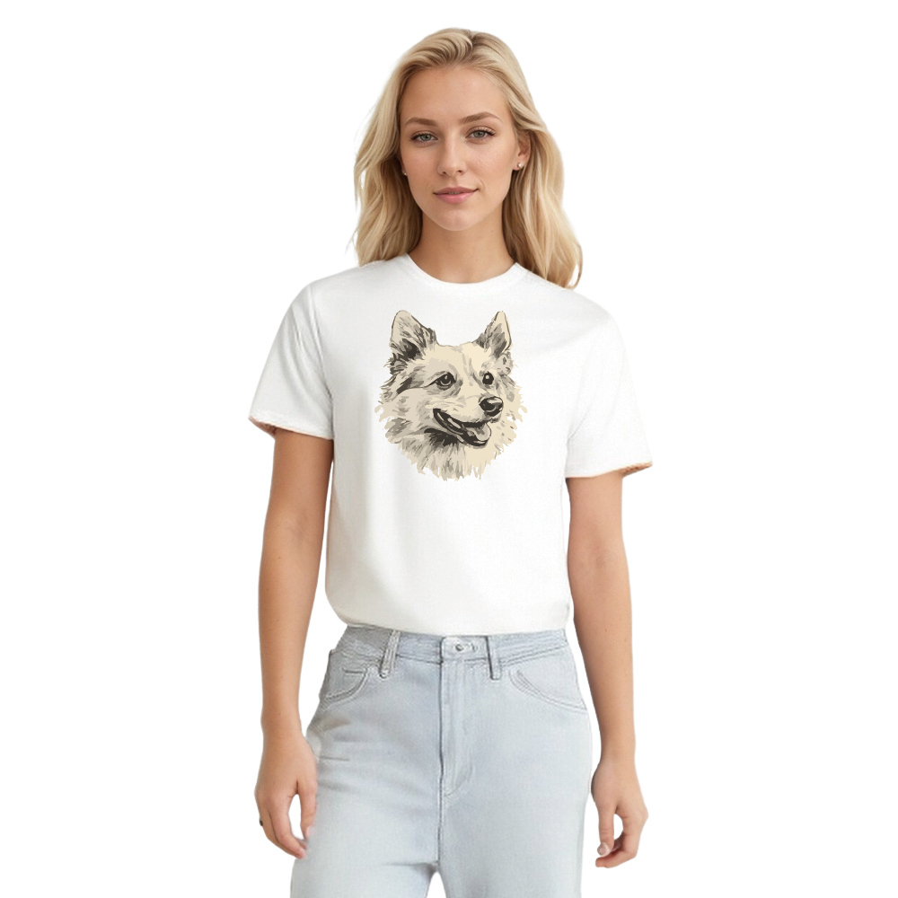 Animal Esquisse d'un Chiot Mignon T-shirt Ver.H