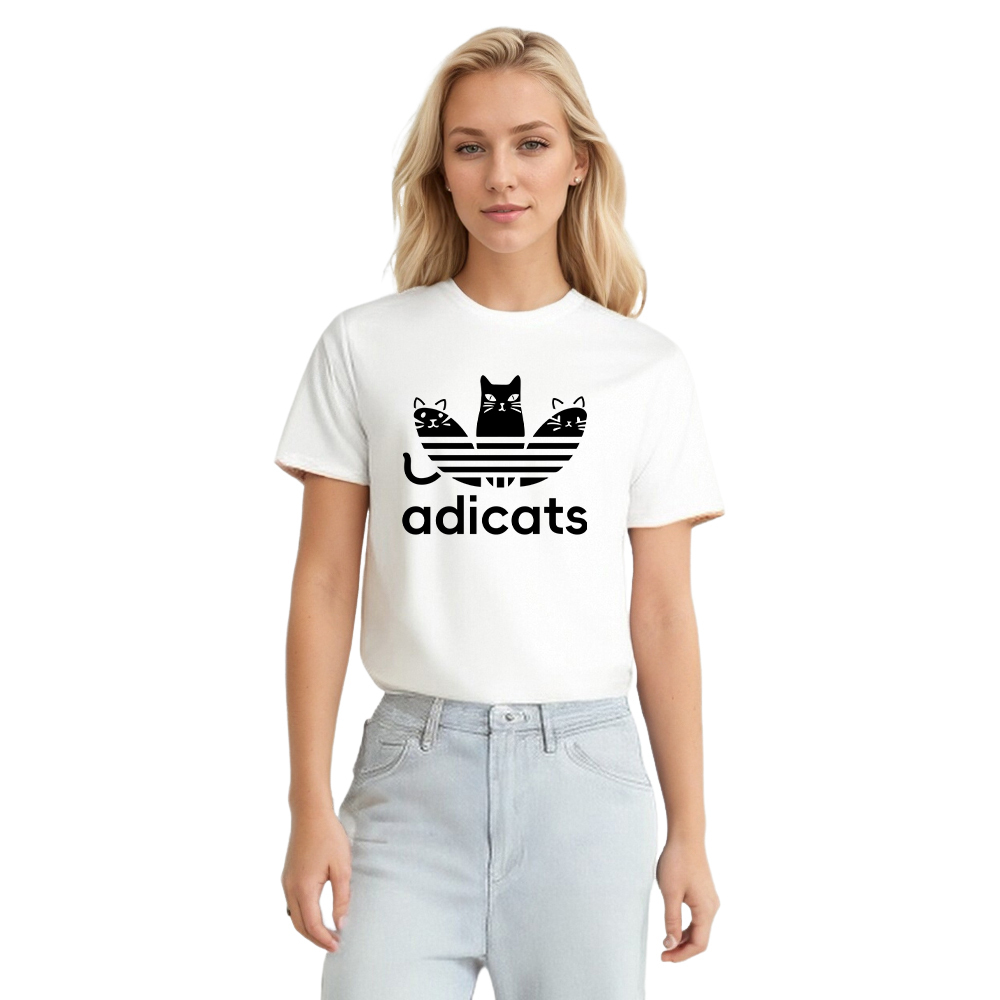 T-shirt Blanc et Noir Adicats Dessin Original Ver.2