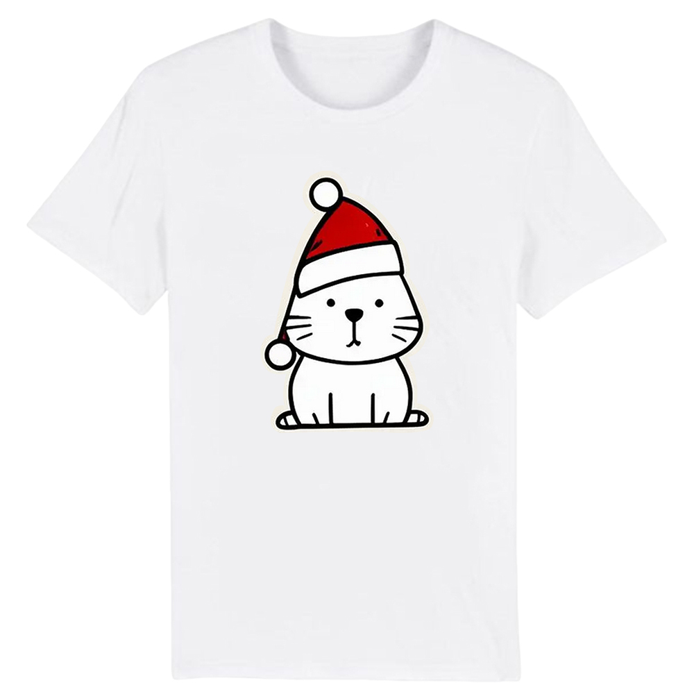T-shirt Chaton avec un Bonnet de Noël pour Noël Ver.3