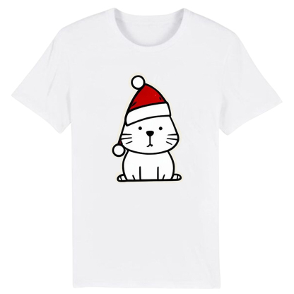 T-shirt Chaton avec un Bonnet de Noël pour Noël Ver.3