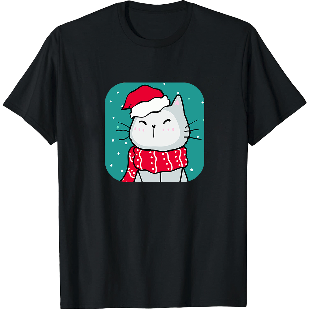 T-shirt Mignon Chaton de Noël