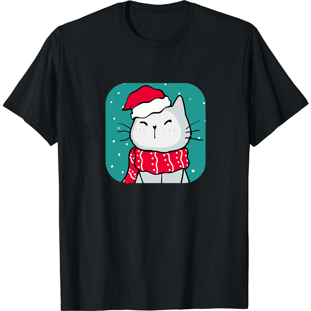 T-shirt Mignon Chaton de Noël