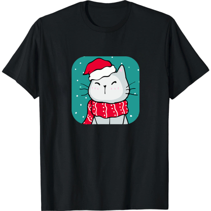 T-shirt Mignon Chaton de Noël