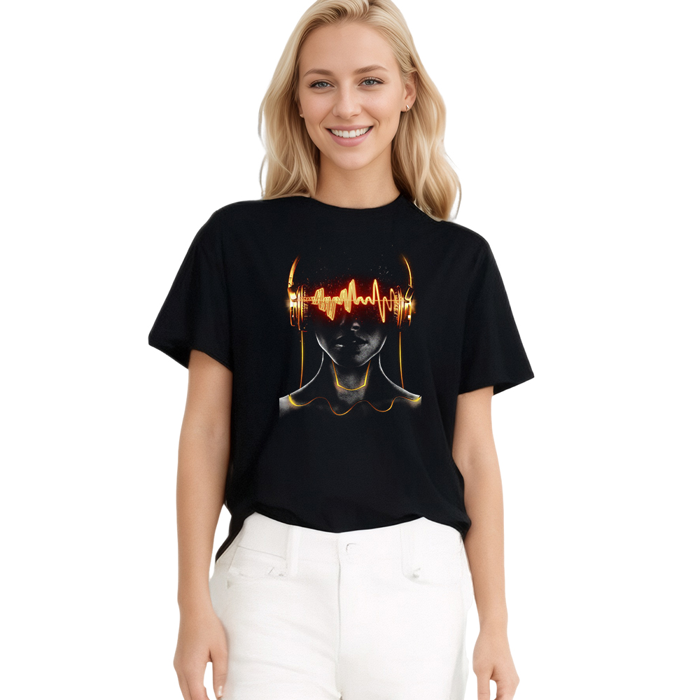 T-shirt Imprimé Noir Costume Sur la Musique Ver.4