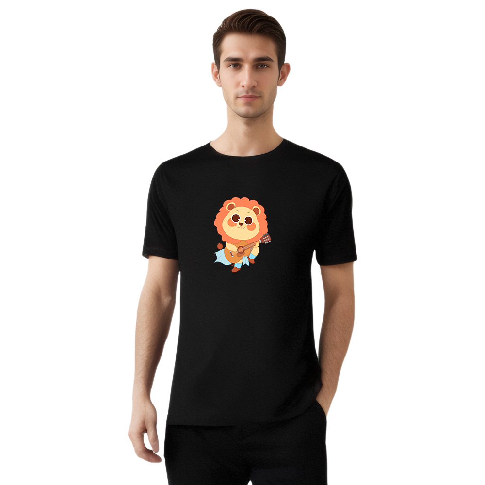 T-shirt Animal Le Petit Lion Joue de la Guitare Costume