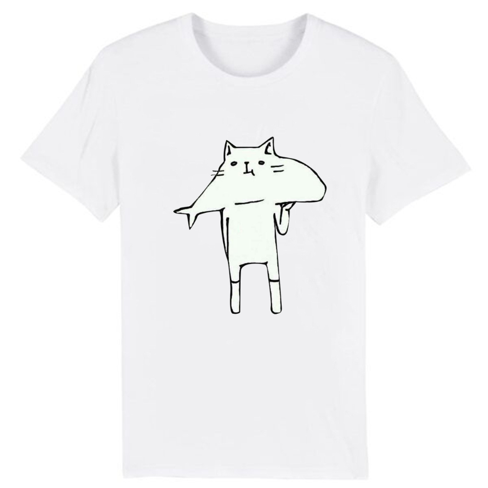 T-shirt Chaton Mangeur de Poisson