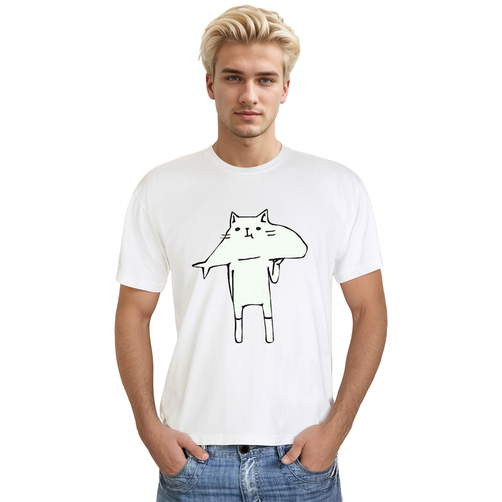 T-shirt Chaton Mangeur de Poisson