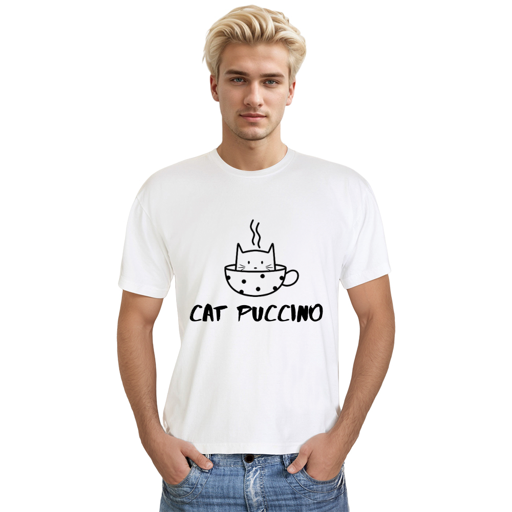 T-shirt Adulte Blanc Chat 'Cat Puccino' Costume