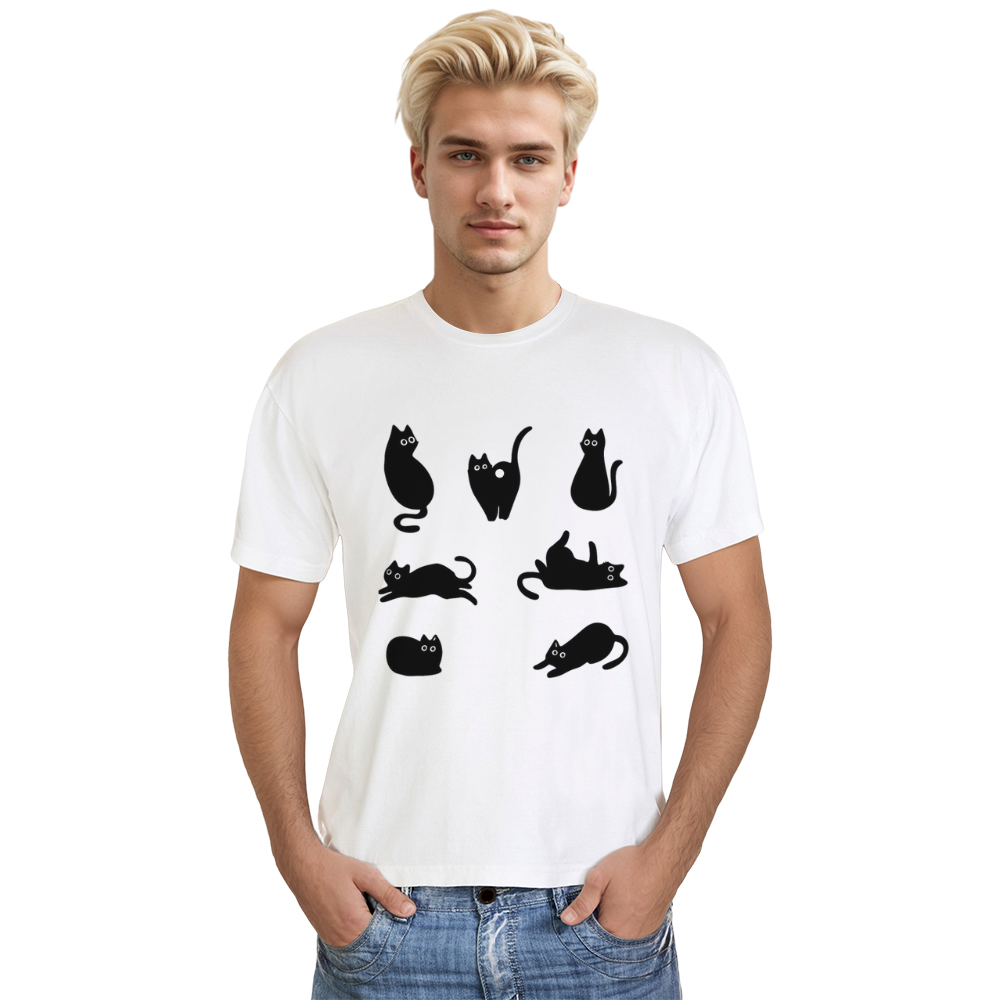 Adulte Mignon Chat Noir T-shirt Ver.2