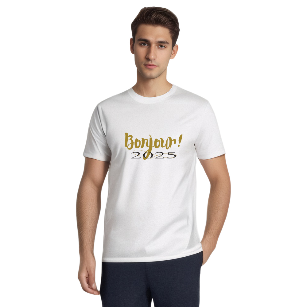 T-shirt 'Bonjour 2025‘ Noir et Blanc du Nouvelle Année Ver.6