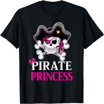 Adult Woman Pirate Princess Funny Pirate Black T-shirt Costume