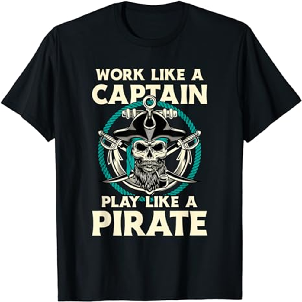 Adult Woman Play Like A Pirate Black T-shirt Costume