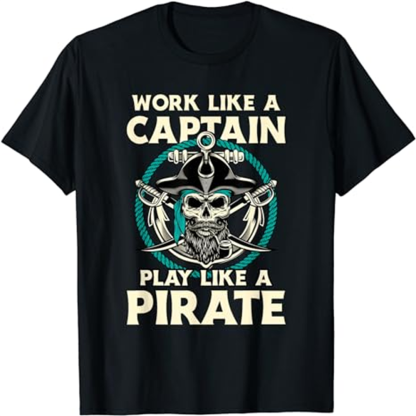 Adult Woman Play Like A Pirate Black T-shirt Costume