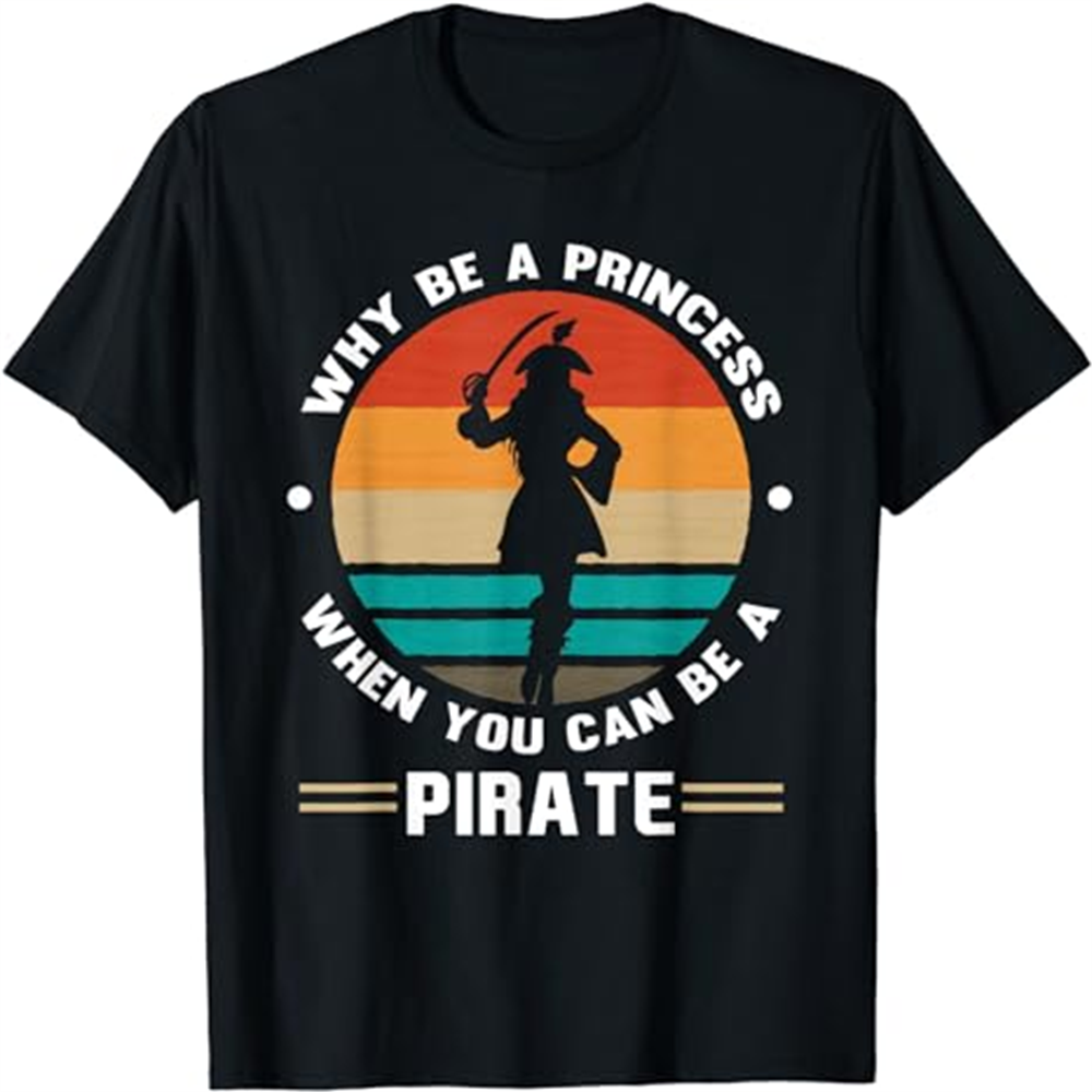 Adult Woman You Can Be A Pirate Girl Black T-shirt Costume