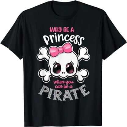 Adult Woman Cute Skull Girls Pirate Black T-shirt Costume