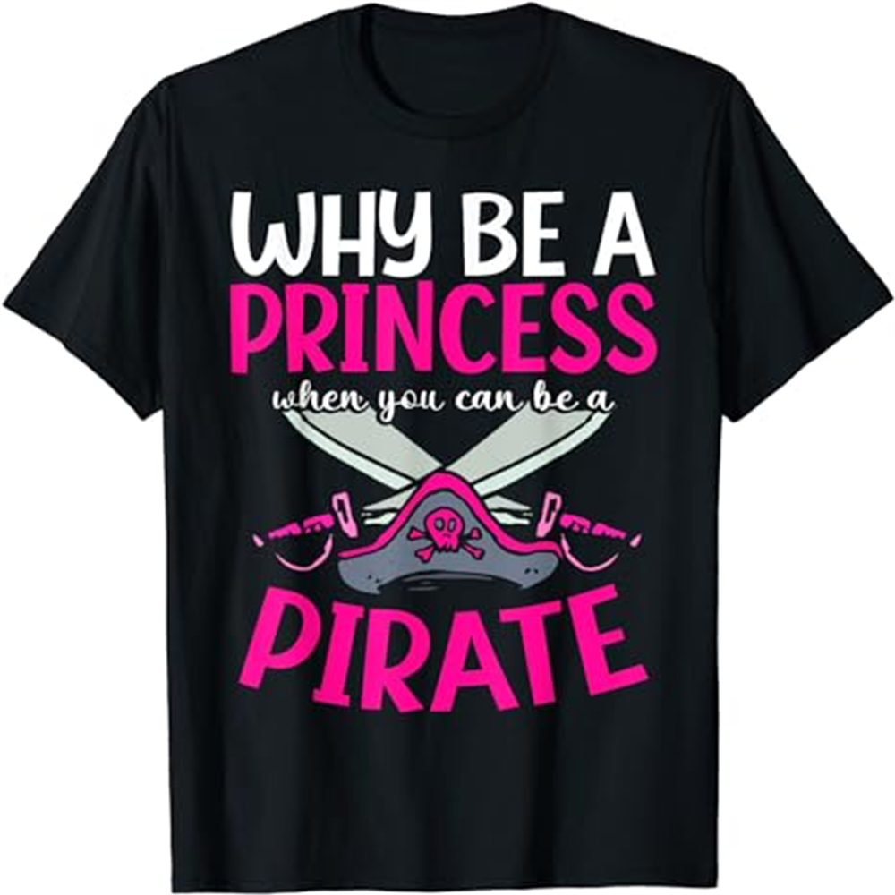 Adult Woman Pirate Pink Letter Black T-shirt Costume