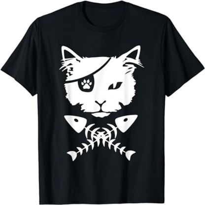 Adult Woman Pirate Cat Fish Black T-shirt Costume