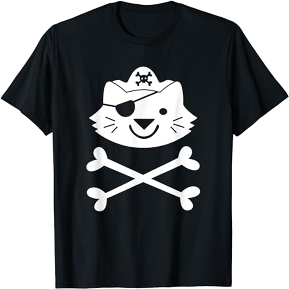 Adult Woman Cat Lover Pirate Pet Black T-shirt Costume