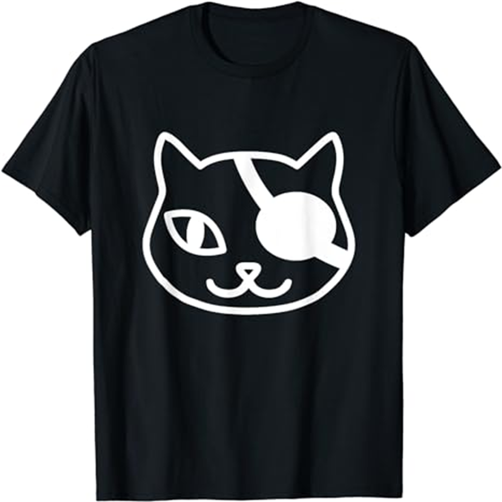Adult Woman Eye Patch Pirate Cat Black T-shirt Costume