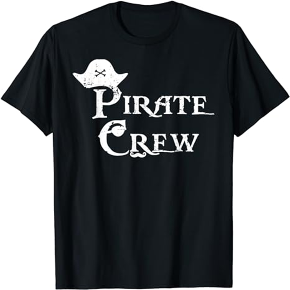 Adult Woman Pirate Crew Letter Black T-shirt Costume