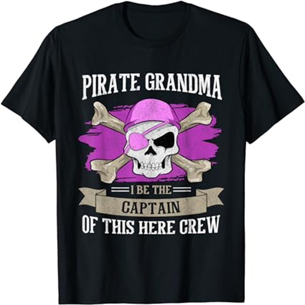 Adult Woman Pirate Grandma Black T-shirt Costume