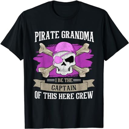 Adult Woman Pirate Grandma Black T-shirt Costume