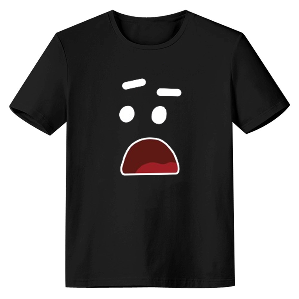Adult Unisex  Surprised Emotion Funny Black White Short Sleeve T-shirt Outfits Top Costume